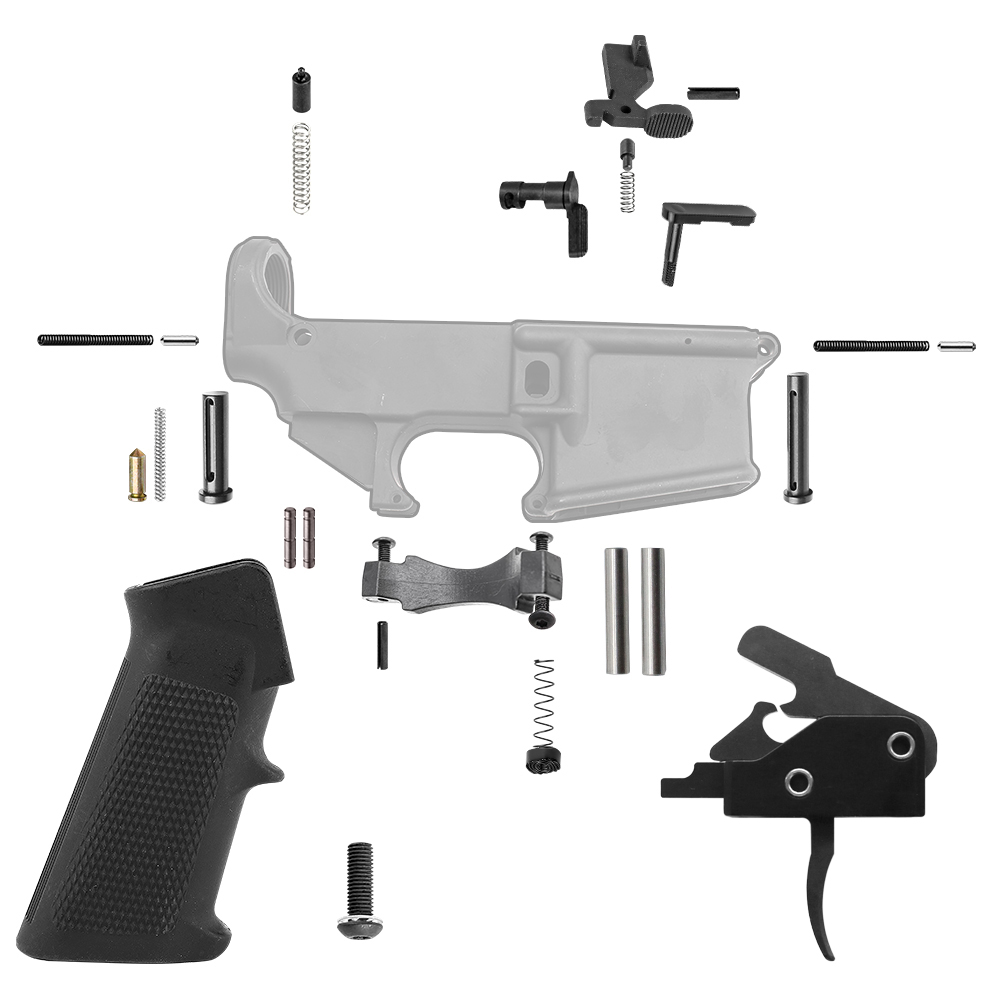 AR-15 Lower Parts Kit w/ Standard Grip &  Drop-In Trigger System and Anti-Walk Pins
